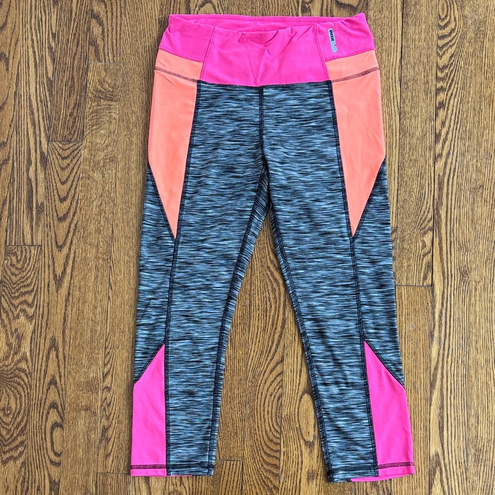 RBX Neon Pink and Gray Cropped Athletic Leggings Size S/P